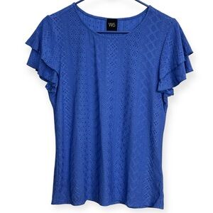 Blue|Anthropologie W5‎ Blue Lace Ruffle Sleeve Blouse Size M